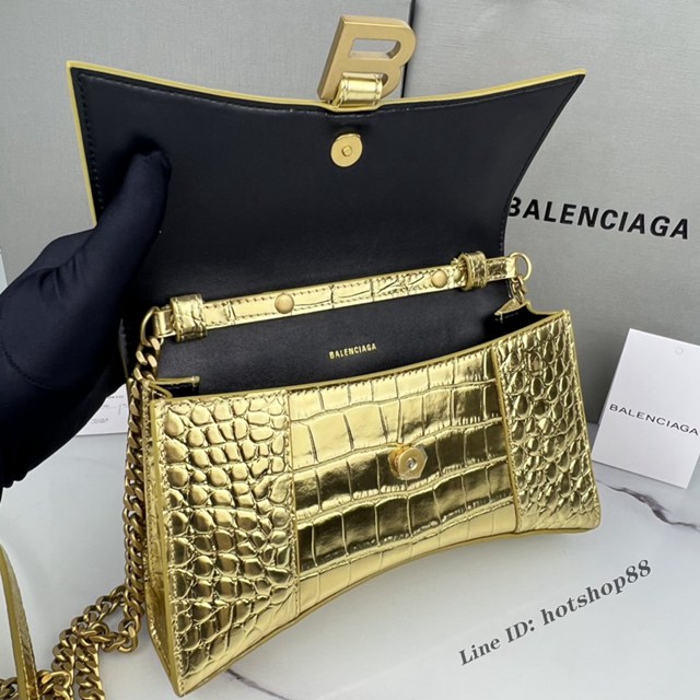 Balenciaga專櫃爆款鱷魚紋牛皮女包鏈條包 巴黎世家經典沙漏鏈條斜挎包 fyj1047